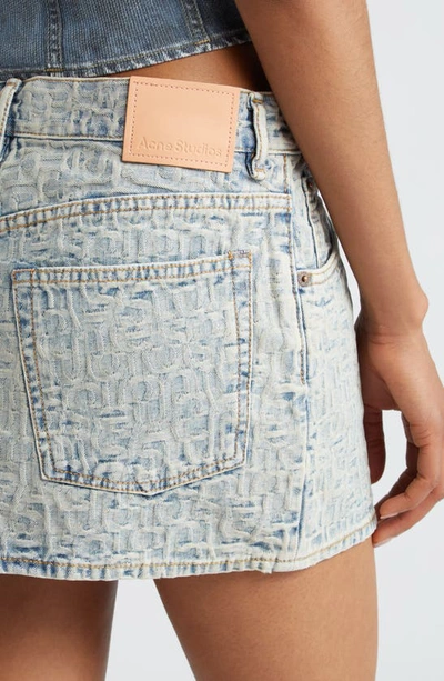 Shop Acne Studios Macaria Logo Jacquard Denim Miniskirt In Blue/ Beige
