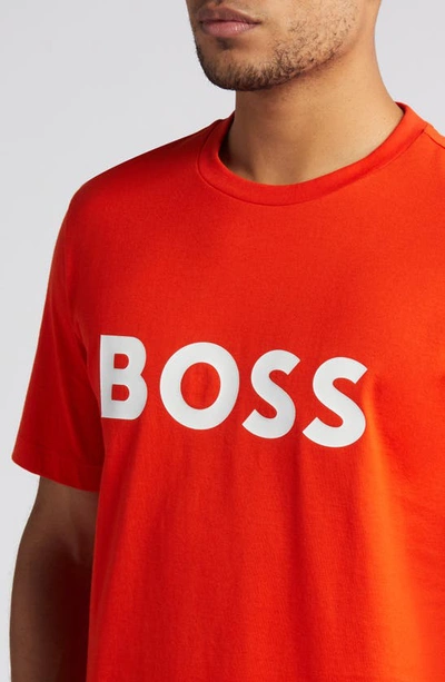 Shop Hugo Boss Tiburt Logo Graphic T-shirt In Bright Orange