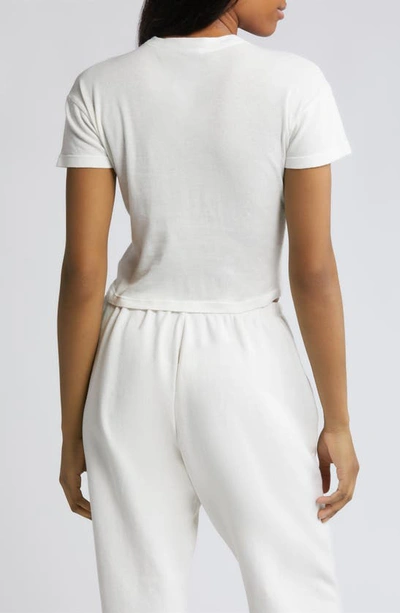 Shop Sami Miro Vintage Denim Logo Patch Organic Cotton & Hemp Crop T-shirt In White