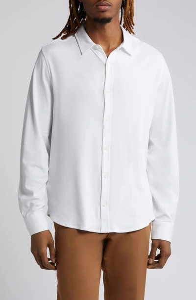 Shop Original Penguin Organic Cotton Button-up Shirt In Bright White