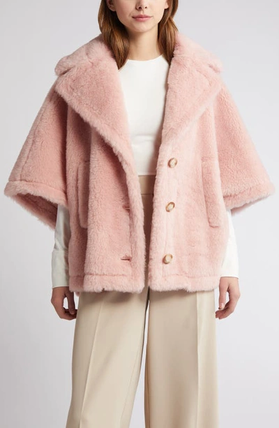 Shop Max Mara Aleggio Alpaca Blend Teddy Cape Jacket In 009 Pink