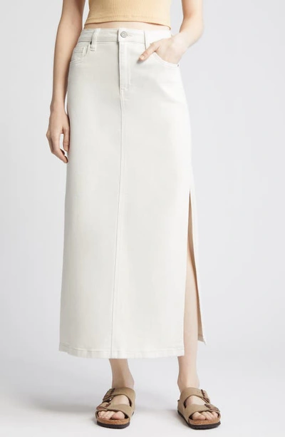 Hidden Jeans Side Slit Denim Midi Skirt In Sea Salt