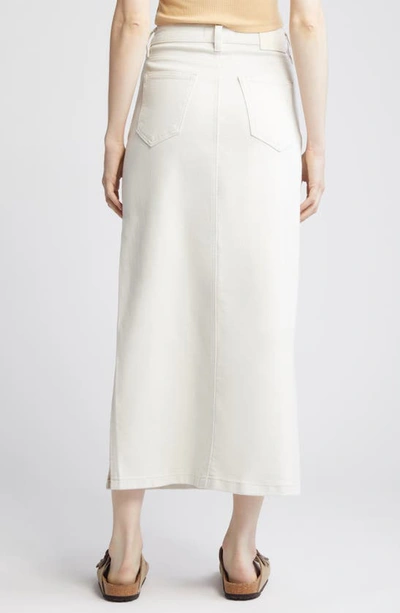 Hidden Jeans Side Slit Denim Midi Skirt In Sea Salt