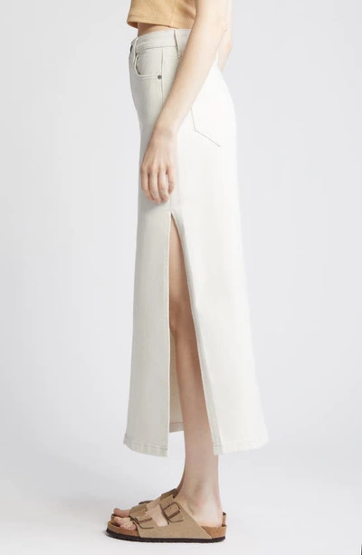 Hidden Jeans Side Slit Denim Midi Skirt In Sea Salt