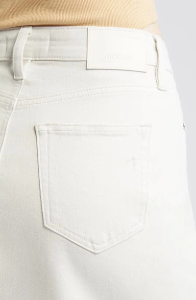 Hidden Jeans Side Slit Denim Midi Skirt In Sea Salt