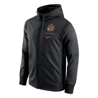 Shop Nike Black Oregon State Beavers Throwback Logo Stack Performance Full-zip Hoodie