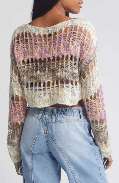 Shop Bdg Urban Outfitters Stripe Open Stitch Sweater In Natural Multi