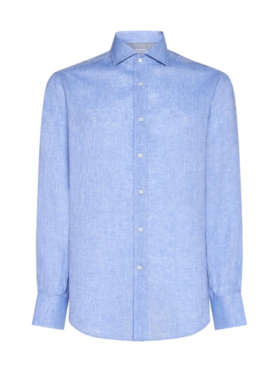 Shop Brunello Cucinelli Shirts In Clear Blue