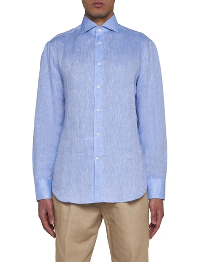 Shop Brunello Cucinelli Shirts In Clear Blue