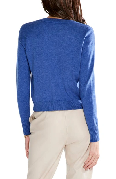 Shop Nic + Zoe Cropped V-neck Sweater In Gulf