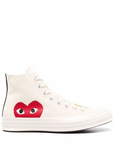 Shop Comme Des Garçons Play Heart Logo Sneakers In White
