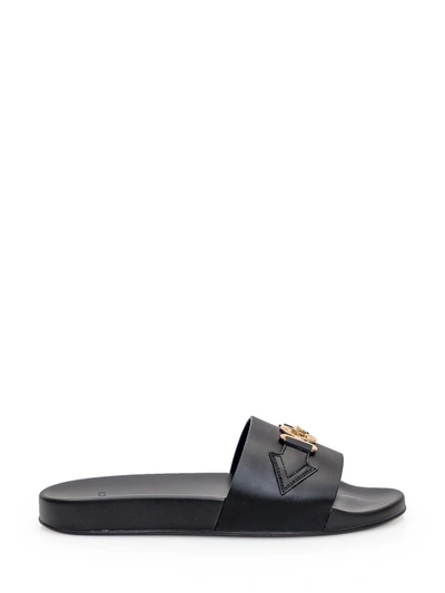 Shop Versace Medusa Slipper In Black