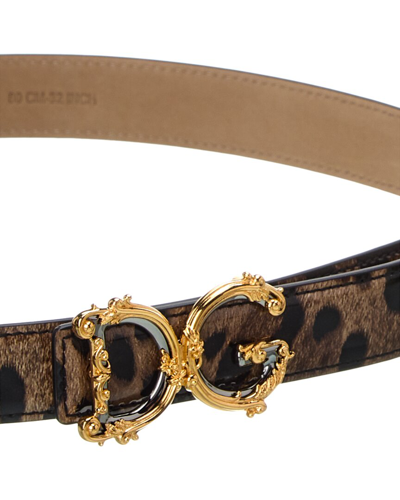 Shop Dolce & Gabbana Dg Logo Leather Belt In Brown
