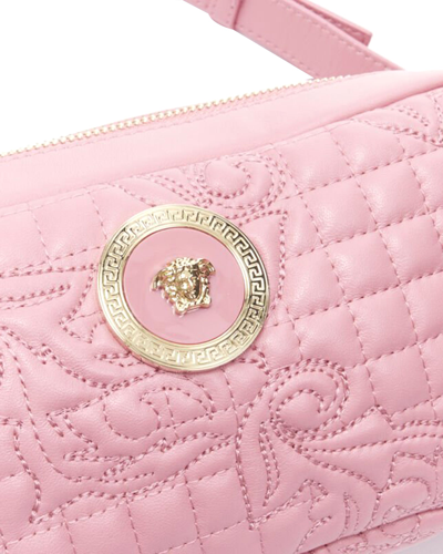 Shop Versace New  Vanitas Barocco Pink Quilted Leather Gold Medusa Crossbody Waist Bag