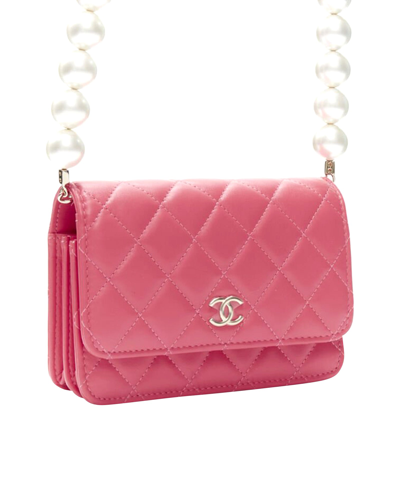 Pre-owned Chanel 2021 Xl Pearl Pink Quilted Leather Flap Wallet On Chain Crossbody Bag