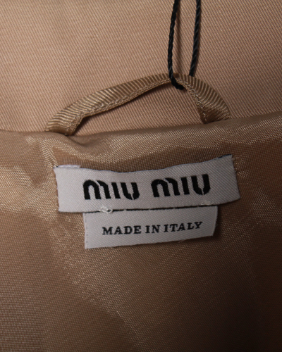 Shop Miu Miu Double-breasted Coat In Beige Cotton