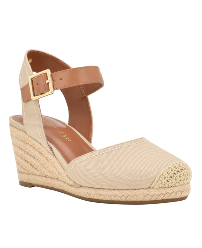 Shop Tommy Hilfiger Women's Nilsa Classic Close Toe Wedge Sandal In Light Natural - Textile,manmade