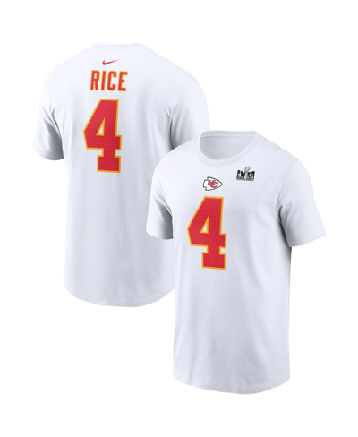 Shop Nike Men's  Rashee Rice White Kansas City Chiefs Super Bowl Lviii Patch Player Name And Number T-shir