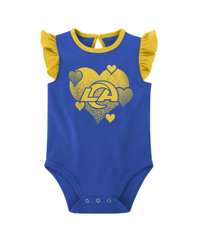 Outerstuff Newborn And Infant Boys And Girls Royal, Gold Los Angeles Rams Too Much Love Two-piece Bodysuit Set In Royal,gold