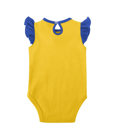 Outerstuff Newborn And Infant Boys And Girls Royal, Gold Los Angeles Rams Too Much Love Two-piece Bodysuit Set In Royal,gold