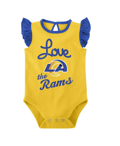 Outerstuff Newborn And Infant Boys And Girls Royal, Gold Los Angeles Rams Too Much Love Two-piece Bodysuit Set In Royal,gold