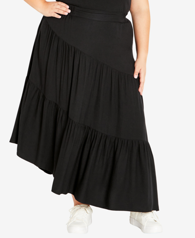 Shop Avenue Plus Size Saskia Maxi Skirt In Black