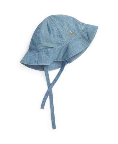 Shop Polo Ralph Lauren Baby Girls Cotton Chambray Hat In Light Vintage-like Wash