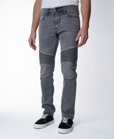 Shop Lazer Men's Skinny Fit Moto Stretch Jeans In Gray