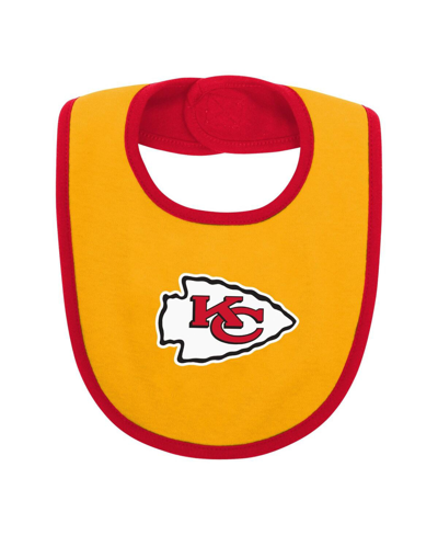 Outerstuff Newborn & Infant Red/gold Kansas City Chiefs Home Field Advantage Three-piece Bodysuit, Bib & Bootie In Red,gold