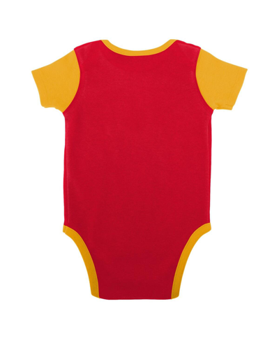 Outerstuff Newborn & Infant Red/gold Kansas City Chiefs Home Field Advantage Three-piece Bodysuit, Bib & Bootie In Red,gold