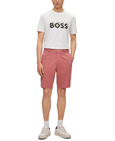 Shop Hugo Boss Boss By  Men's Slim-fit Shorts In Open Pnk