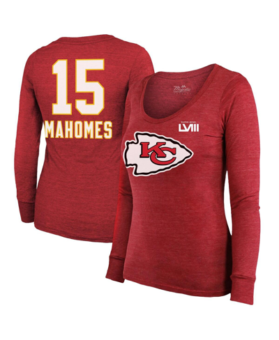 Shop Majestic Women's  Threads Patrick Mahomes Red Kansas City Chiefs Super Bowl Lviii Scoop Name And Numb