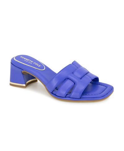Shop Kenneth Cole New York Women's Harper Woven Strap Slip-on Block Heel Sandals In Amaro Blue- Leather