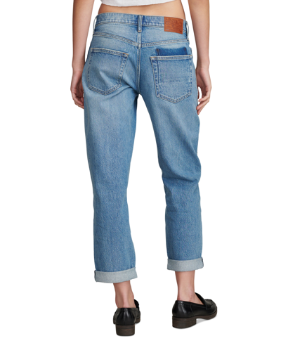 Shop Lucky Brand Women's Button-fly Patched Mid-rise Boy Jeans In Party Mix