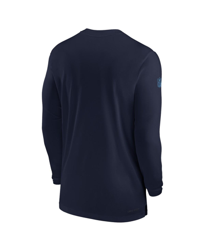 Shop Nike Men's  Navy Tennessee Titans Sideline Coach Performance Long Sleeve T-shirt