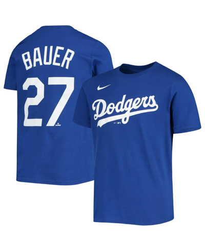 Shop Nike Big Boys  Trevor Bauer Royal Los Angeles Dodgers Player Name And Number T-shirt