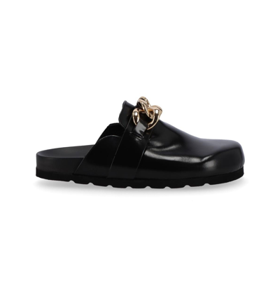 Shop Alohas Women's Fireplace Chain Leather Clogs In Black