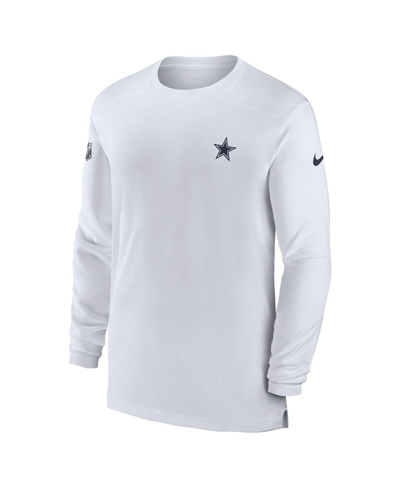 Shop Nike Men's  White Dallas Cowboys Sideline Coach Performance Long Sleeve T-shirt