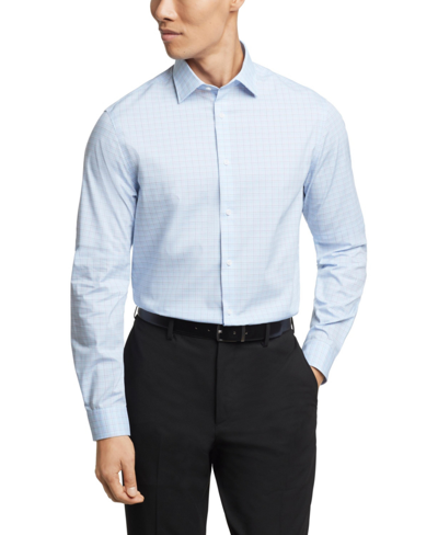 Shop Michael Kors Men's Regular-fit Comfort Stretch Check Dress Shirt In Aqua Multi