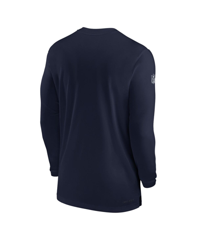Shop Nike Men's  Navy Dallas Cowboys Sideline Coach Performance Long Sleeve T-shirt