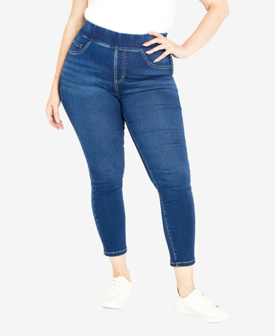 Shop Avenue Plus Size Hi Rise Jegging Jeans In Mid Wash