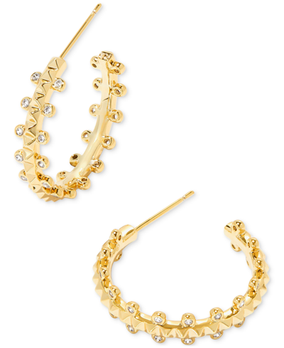 Shop Kendra Scott 14k Gold-plated Small Pave C-hoop Earrings, 1" In White Crystal