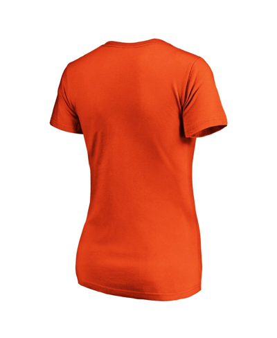 Shop Fanatics Women's  Orange New York Mets Core Official Logo V-neck T-shirt