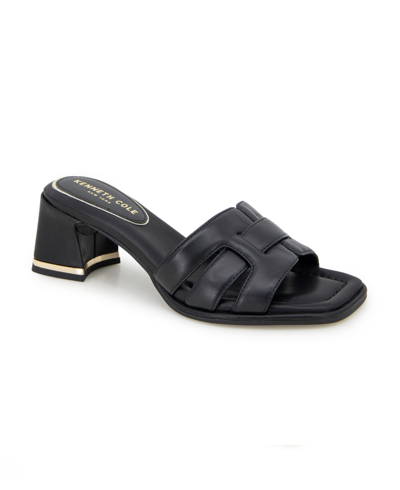 Shop Kenneth Cole New York Women's Harper Woven Strap Slip-on Block Heel Sandals In Black- Leather
