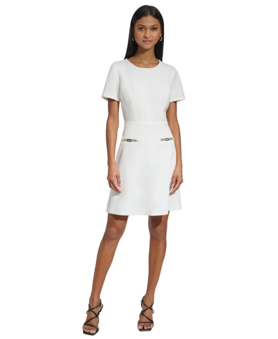 Shop Karl Lagerfeld Women's Scuba Crepe Sheath Dress In Soft White