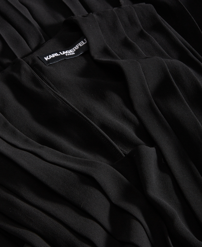 Shop Karl Lagerfeld Women's Pleated Chiffon Midi Dress In Black