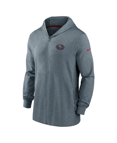 Shop Nike Men's  Heather Gray San Francisco 49ers Sideline Team Pop Full-zip Hoodie Jacket