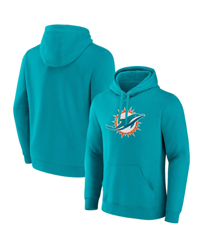 Shop Fanatics Men's  Aqua Miami Dolphins Primary Logo Fleece Pullover Hoodie