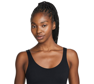 Shop Nike Women's Solid One Dri-fit Scoop-neck Bodysuit In Black,black,black