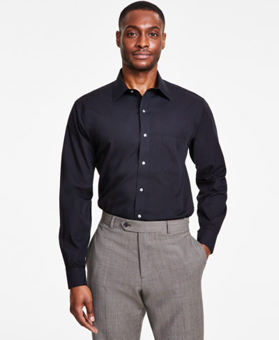 Shop Brooks Brothers B By  Men's Regular-fit Solid Dress Shirt In Black